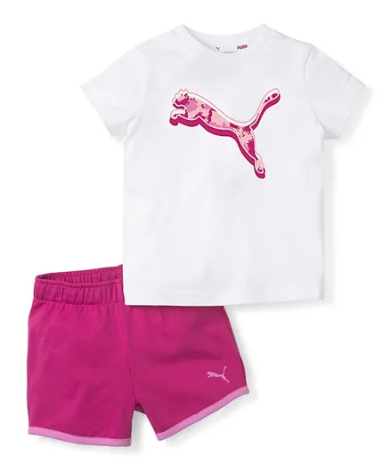 PUMA Minicats Alpha T-Shirt & Shorts Set - White