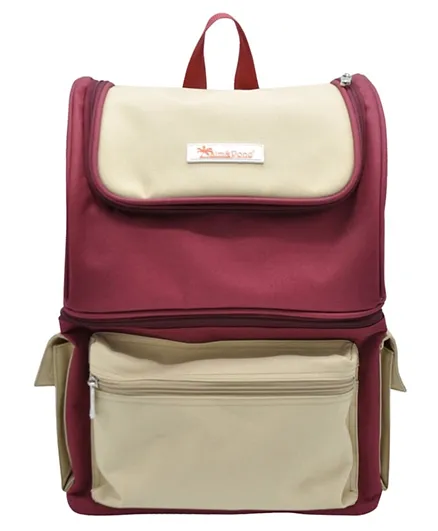 Palm&Pond Backpack Style Diaper Bag  - Maroon & Beige