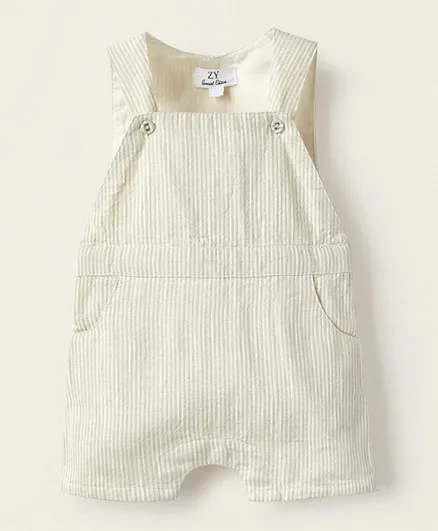 Zippy Cotton Solid Short Dungaree - Off White
