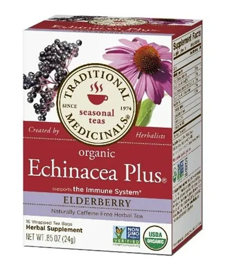 TRADITIONAL MEDS Echinacea Plus Elderberry Tea Bags - 16 Pieces