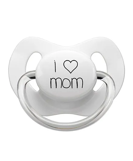 Little Mico I Love Mom Pacifier White - Size 2