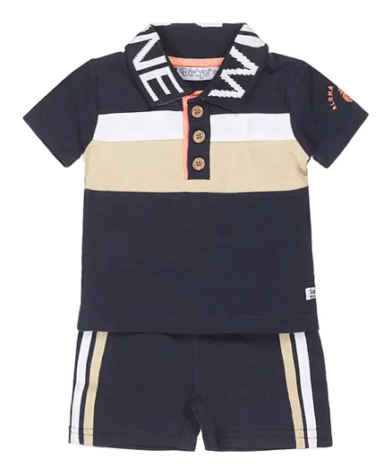 Dirkje Basic Polo T-Shirt & Shorts Set - Navy