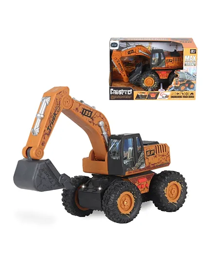 Little Story Simulation Inertial Engineering Excavator Toy Vehicle With Light and Sound - Yellow