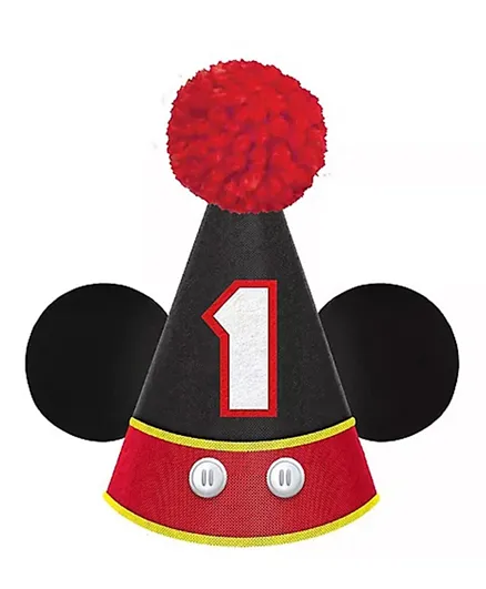 Party Centre Disney Mickey Mouse Forever Deluxe Cone Hat - Red/Black