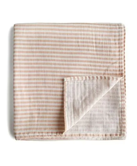Mushie Swaddle Organic Cotton - Natural Stripe