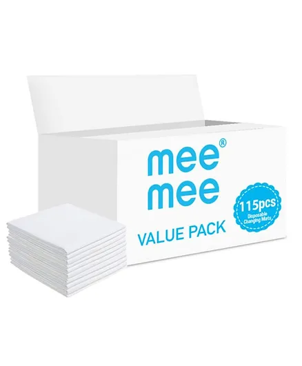 Mee Mee White Disposable Changing Mats Value Pack - 115 Pieces