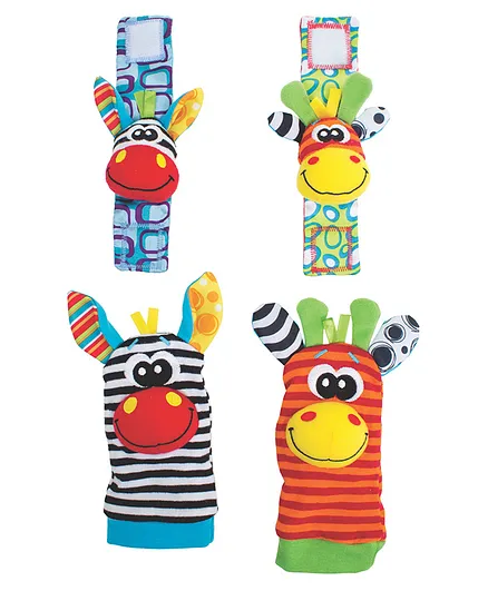 Playgro Jungle Wrist Rattle & Foot Finder Set - Multicolor, Baby Sensory Toys for Auditory Stimulation, 0 Months+