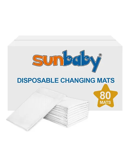 Sunbaby Disposable Changing Mats Pack of 80 - White