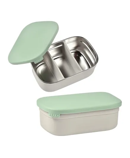 Beaba Stainless Steel Lunch Box - Velvet Grey & Sage Green