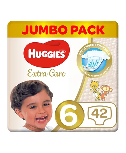 Huggies Extra Care Diapers Jumbo Pack Size 6 - 42 Pieces