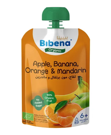 Bibena Organic Orange Mandarin Apple and Banana Baby Puree - 100g