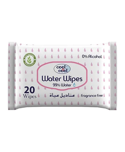 Cool & Cool Pack of 8 Water Wipes - 20 Each