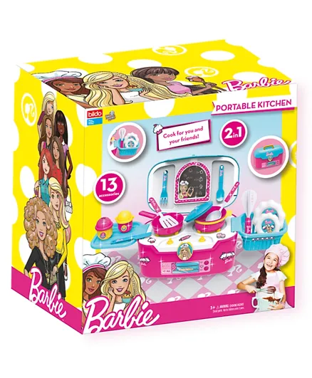 Barbie 2 in 1 Portable Kitchen Case Playset - 13 Pieces