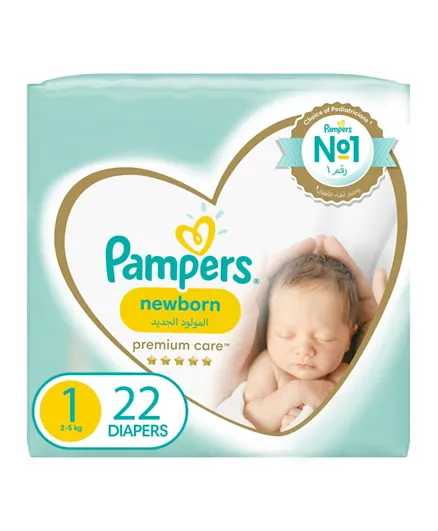 Pampers Premium Care Taped Diapers Size 1 - 22 Pieces