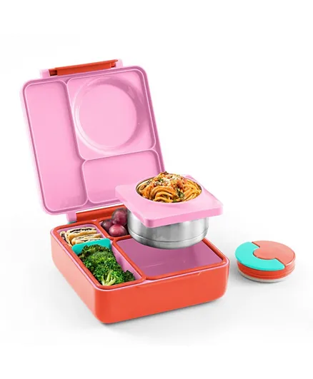 OmieBox 2nd Gen Kids Bento Box With Insulated Thermos - Pink Berry