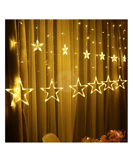 Party Propz 138 LED Star Curtain Light with 6 Big Star and 6 Small Star with 2 Flashing Modes - Yellow