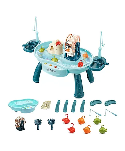 بايبي - طاولة اللعب بالماء - لعبة صيد العجلة الدوارة من البلاستيك - أزرق
