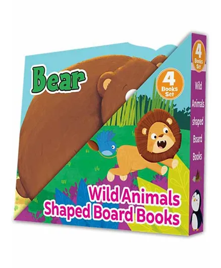 مجموعة كتب بأشكال الحيوانات البرية: مجموعة من 4 كتب - إنجليزي