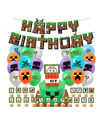 Brain Giggles  Minecraft Theme Birthday Party Decoration - Pack of 51 Pieces
