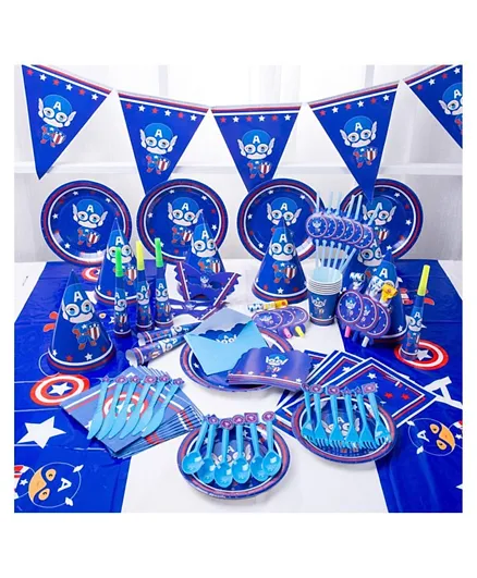 Highland  Captain America Theme Disposable Tableware Party Set  for 10 People