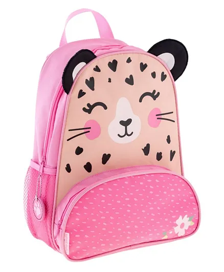 Stephen Joseph Leopard Sidekick Backpack Beige and Pink - 14 Inches