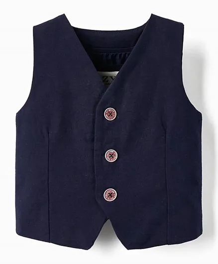 Zippy Solid Formal Waistcoat - Navy Blue