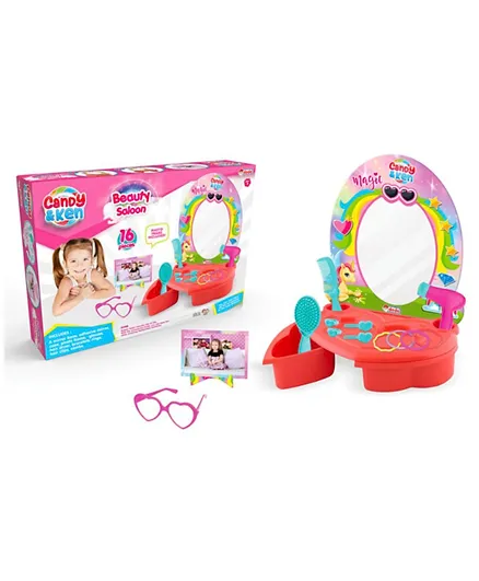 DEDE Toys Candy & Ken Beauty Salon with Accessories - 16 Pieces