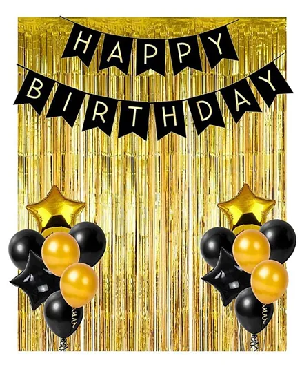 Highlands Black and Gold Happy Birthday Decoration Set - Pack of 20