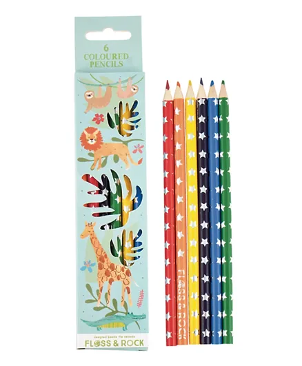 عبوة فلوس آند روك جانجل من 6 أقلام رصاص - متعددة الألوان