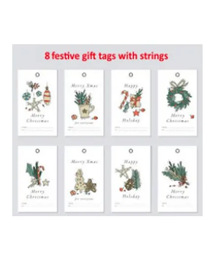 Pinak X-mas gift Tags Pack of 8 - Assorted Designs