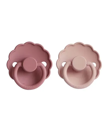 FRIGG Daisy Silicone Baby Pacifier 2-Pack Blush/cedar - Size 1