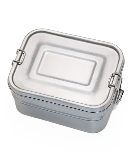 صندوق غداء من الستانلس ستيل بامبو بارك مع حاوية صغيرة من الستيل - فضي مصقول
