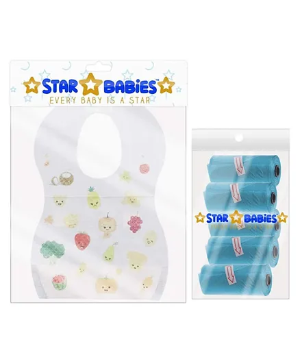 Star Babies Disposable Bibs Pack of 10 + Scented Bag Pack of 5 - Blue