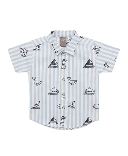 Little Kangaroos Baby Boy Half Sleeve Shirt, Sky Blue - S23ROG24247A