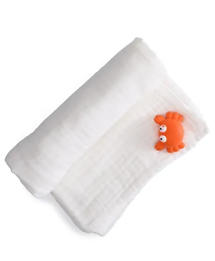 منشفة استحمام من أنفي بيبي لوتس عضوية 100٪ من 6 طبقات - أبيض