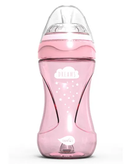 Nuvita Mimic Cool Anti Colic Baby Bottles Ergonomic Shape & Teats Nipple Effect Pink - 250ml