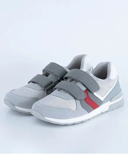 Just Kids Brands Ethan Double Velcro Retro Look Casual Shoes - Grey