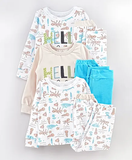 SAPS 3 Pack All Over Printed Nightwear - Multicolor