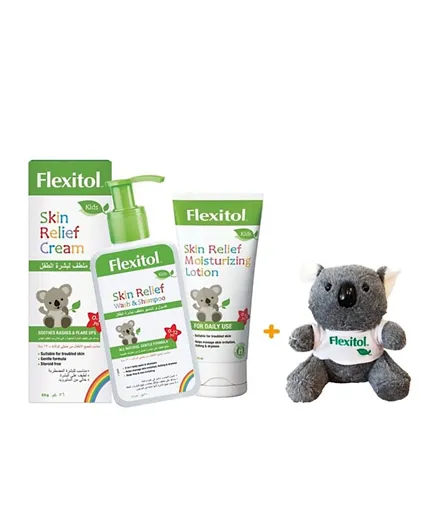 Flexitol Kids Range Shampoo & Lotion Bundle With Cream & Koala Bear - 4 Pieces
