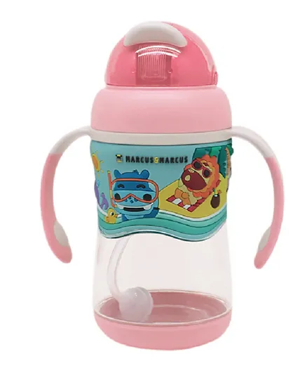Marcus and Marcus 2 stage Straw Bottle Pink - 420ml