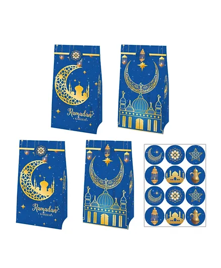 Highland Ramadan Kareem Candy Gift Bags with Stickers - 12 Pieces