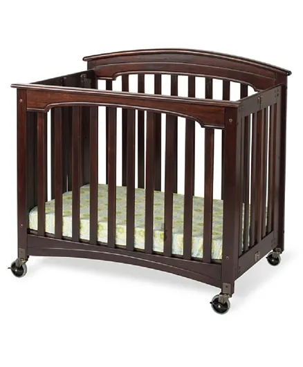 Foundation Worldwide Inc Royale folding Wood Baby Crib With Mattress Included - Brown
