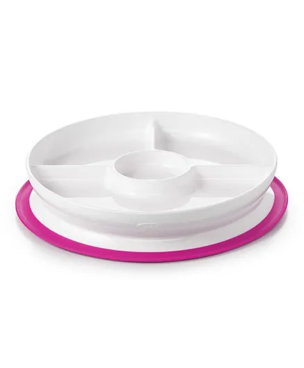 Oxo Tot Stick & Stay Suction Divided Plate - Pink