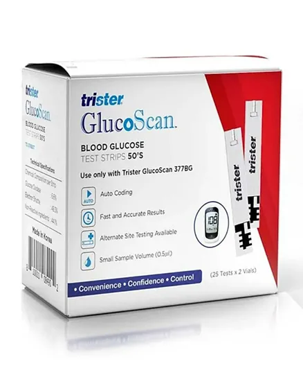 Trister Glucoscan Blood Glucose Test Strips - Pack of 50