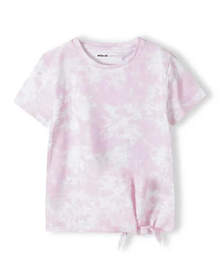 Minoti Cotton Tie Dye Tie Front T-Shirt - Pink
