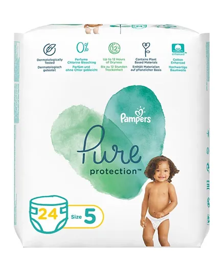 Pampers Pure Protection Dermatologically Tested Diapers Size 5 - 24 Diapers