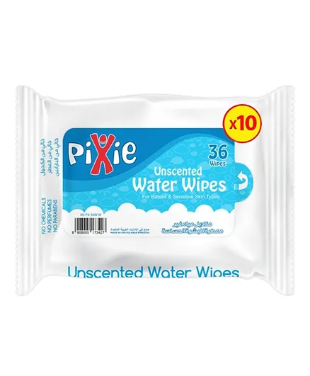 Pixie  Water Wipes Pack of 10 - 36 Wipes