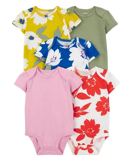 Carter's 5-Pack Floral Short Sleeved Bodysuits - Multi Color