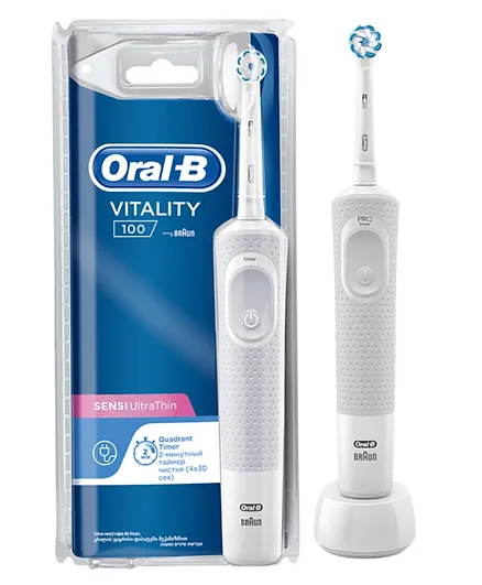 Oral B Vitality-100 Sensi Ultrathin Rechargeable Toothbrush - White