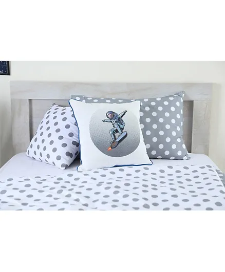PAN Home Gliding Astronaut Printed Filled Cushion - White